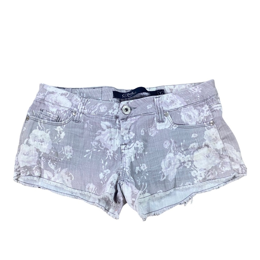 C Pink floral denim jean shorts size 3